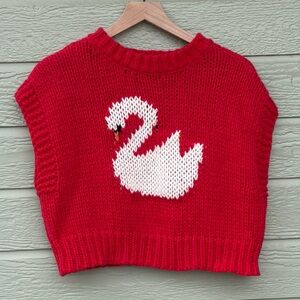 Debut Red Swan Knit Vest. Small/Medium.